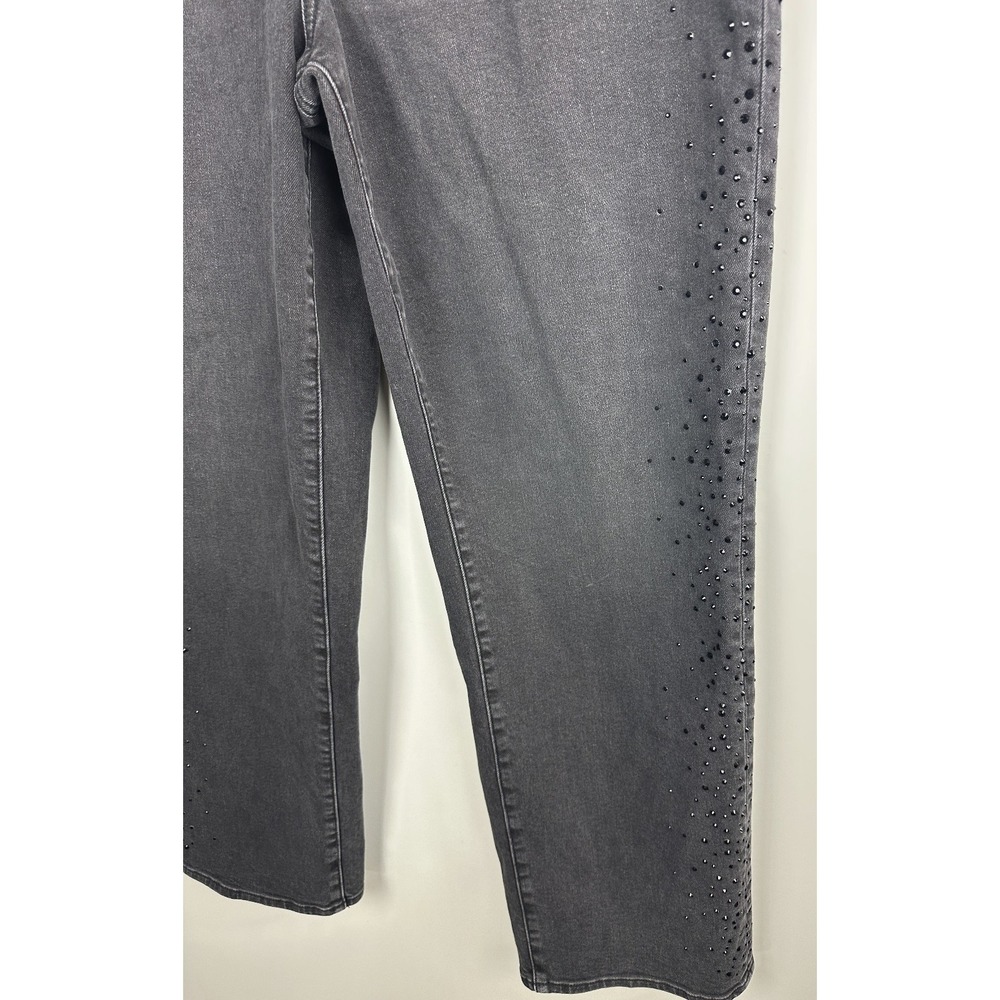 Talbots Embellished High Waist Relaxed Jeans Black Rhinestone Crystal Size 14 - Picture 9 of 16
